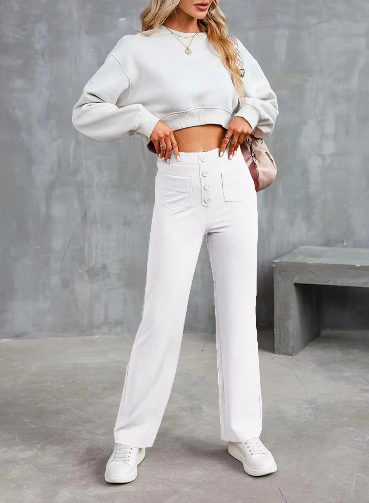 🔥49% DE DESCUENTO - 🔥- Pantalones casuales elásticos de cintura alta para mujer-ES