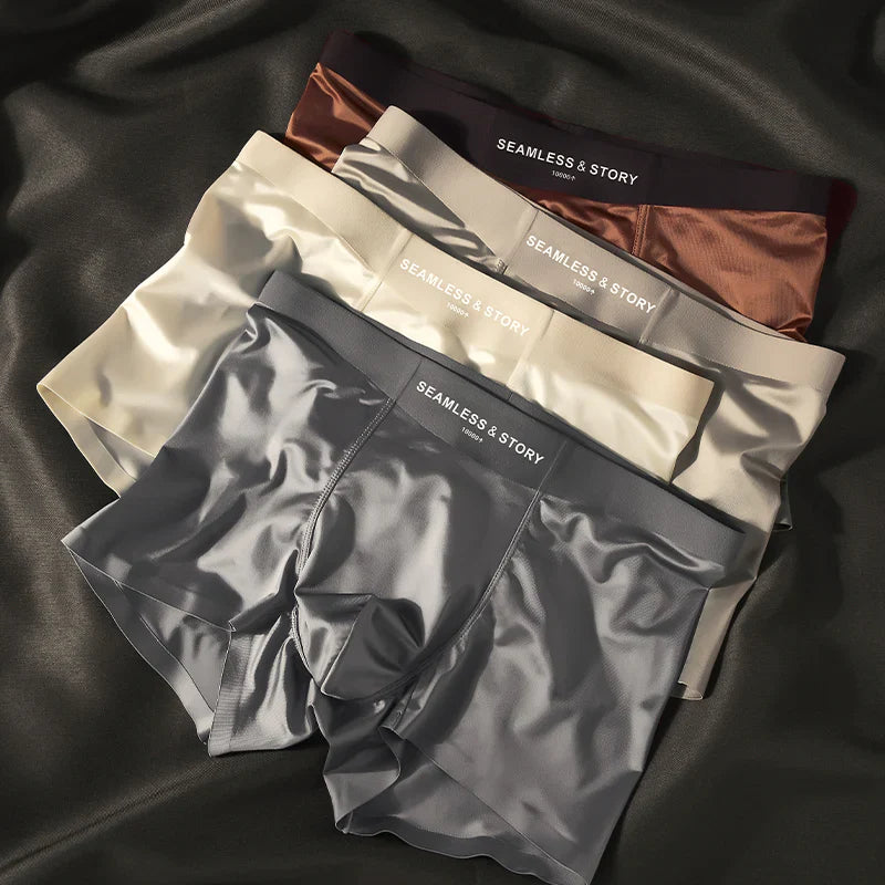 (3 kosi) Elegantne moške boksarice Ice Silk znamke Mulberry Silk z antimikrobnim učinkom-SI