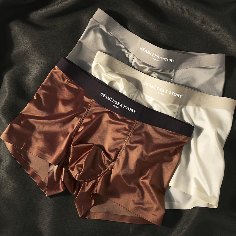 (3 kosi) Elegantne moške boksarice Ice Silk znamke Mulberry Silk z antimikrobnim učinkom-SI
