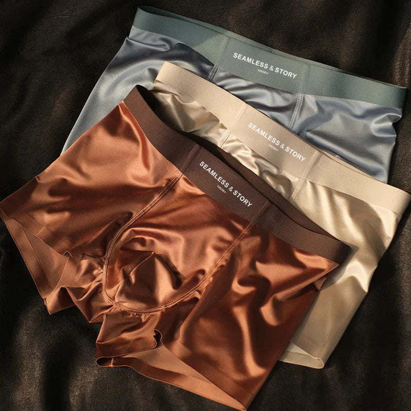 (3 kosi) Elegantne moške boksarice Ice Silk znamke Mulberry Silk z antimikrobnim učinkom-SI