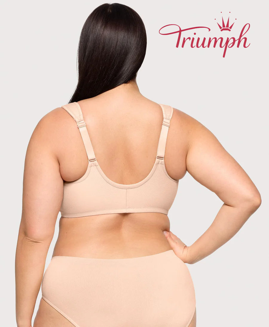 Triumph - (3 kosi) bombažni modrček z vezeno čipko, zapenjanje spredaj-SI