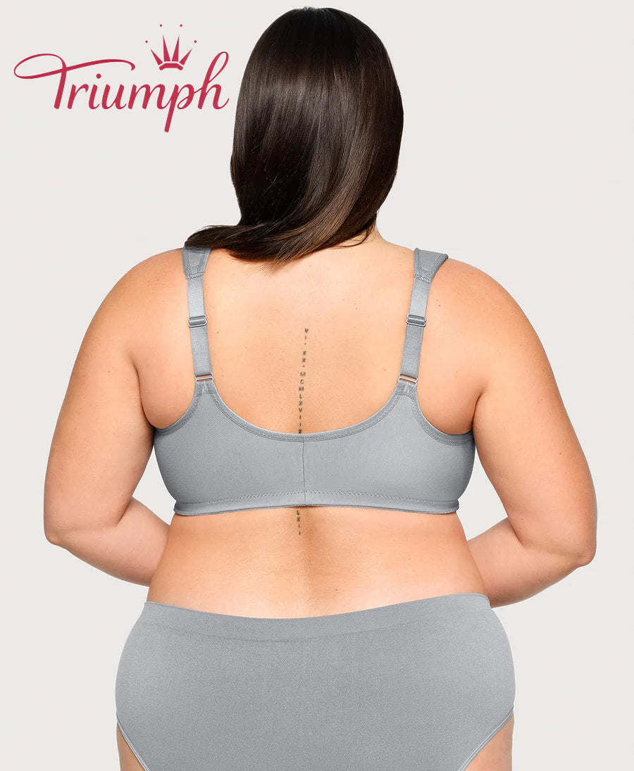 Triumph - (3 kosi) Bombažni modrček z vezeno čipko, zapenjanje spredaj-SI