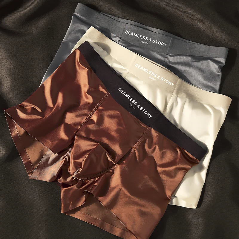 (3 kosi) Elegantne moške boksarice Ice Silk znamke Mulberry Silk z antimikrobnim učinkom-SI
