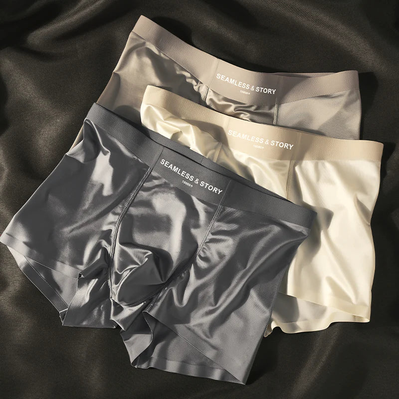 (3 kosi) Elegantne moške boksarice Ice Silk znamke Mulberry Silk z antimikrobnim učinkom-SI