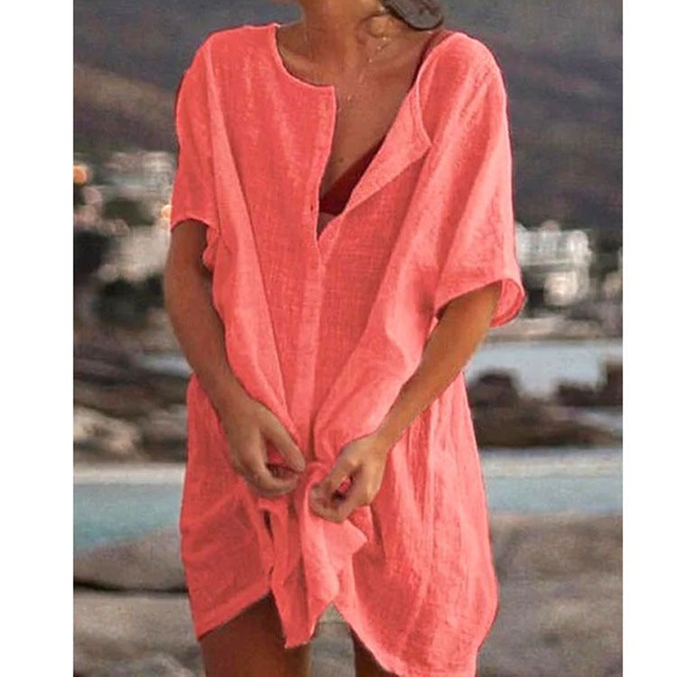 💁♀️Gran oferta 🔥 Camisa larga suelta de algodón y lino para mujer (S-8XL)