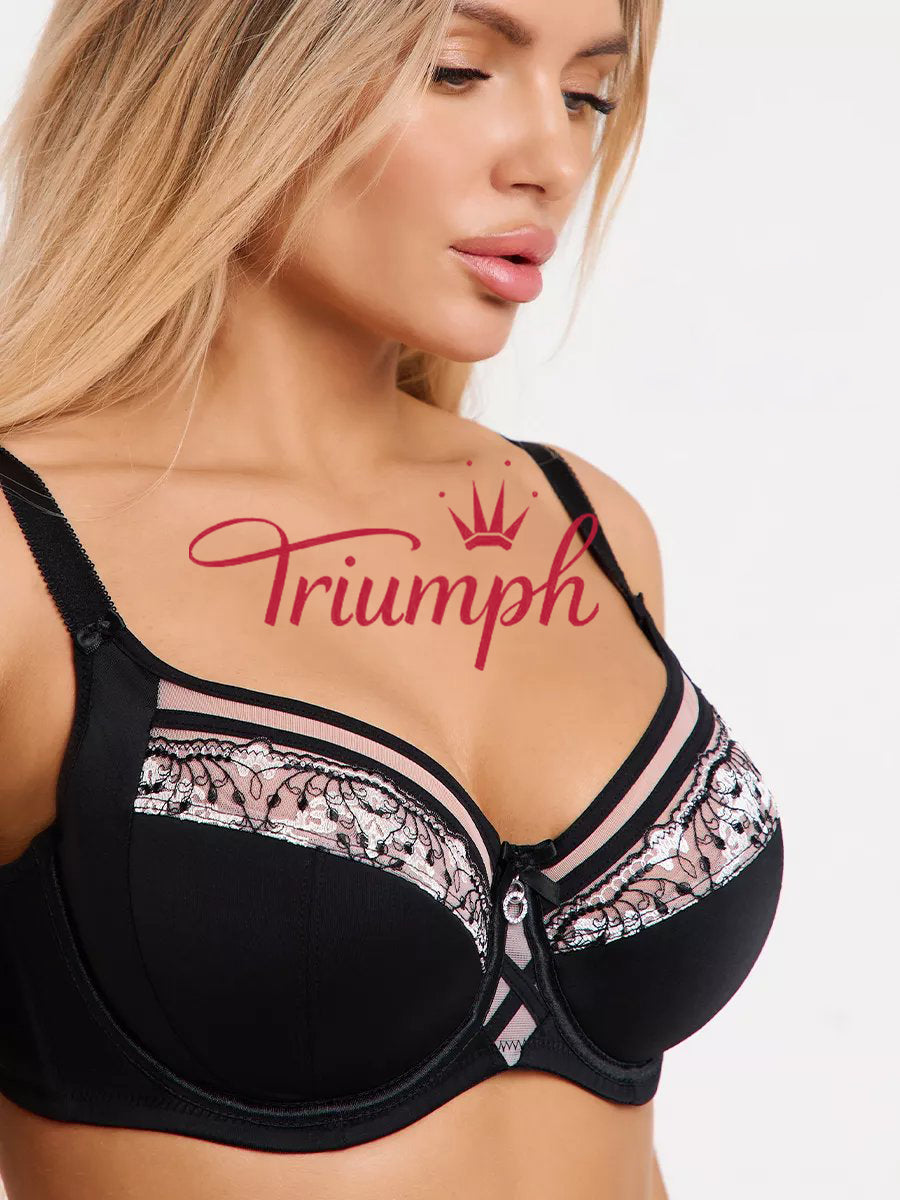 Triumph - (3-delni komplet) Modrc brez žic iz čipke v velikih velikostih-SI