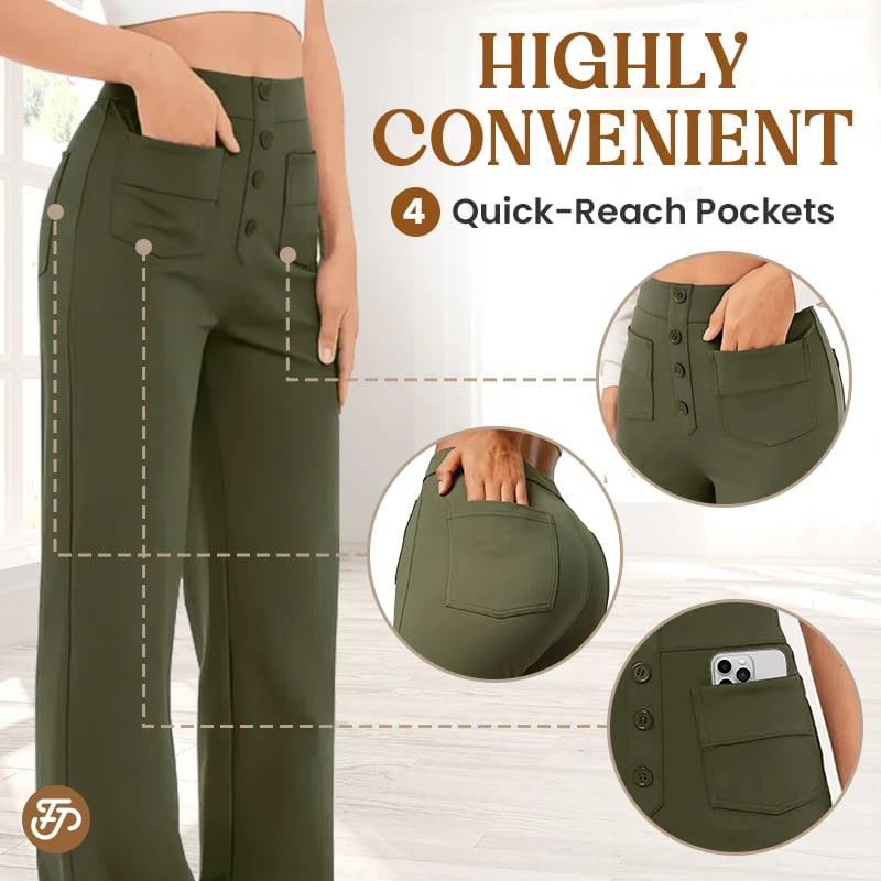 🔥49% DE DESCUENTO - 🔥- Pantalones casuales elásticos de cintura alta para mujer-ES