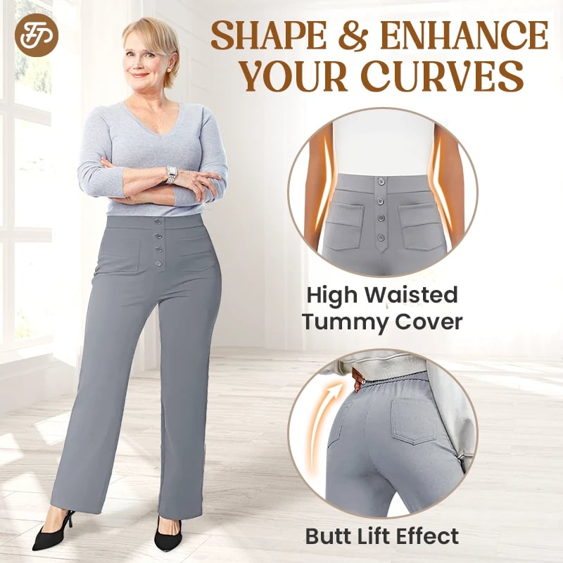 🔥49% DE DESCUENTO - 🔥- Pantalones casuales elásticos de cintura alta para mujer-ES