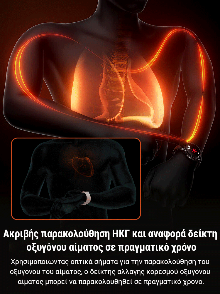 Ατσάλινο λουράκι ρολογιού Watch4 Pro με μέτρηση σακχάρου στο αίμα