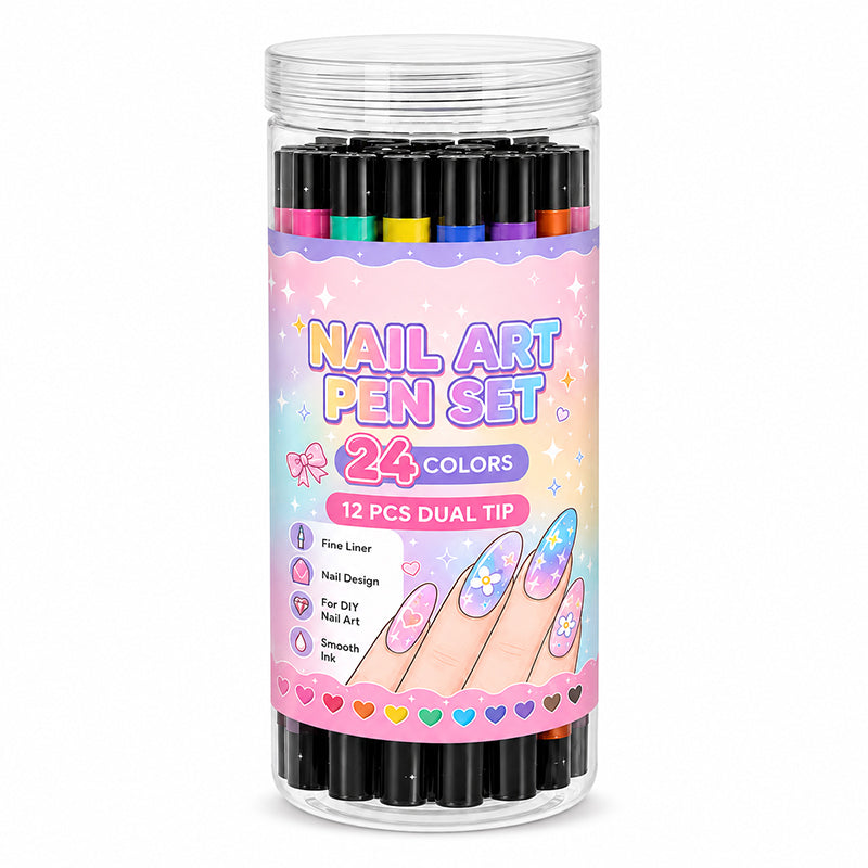 💅 RIBOTĄ LAIKOTARPĮ 50 % NUOLAIDA! 💥 24 spalvingų dvipusių nagų dailės pieštukų rinkinys – kūrybingi, salono kokybės, lengvai pasidarysite patys ✨-LT