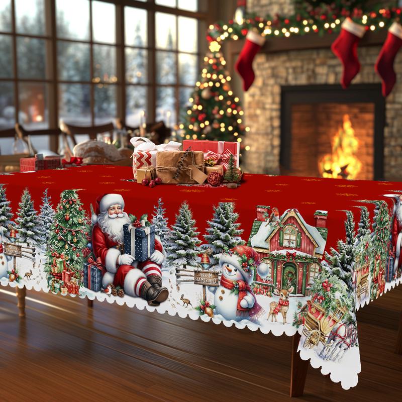 Vrhunski božični prt - očarljiv motiv Božička in severnih jelenov za vesele trenutke z družino-SI