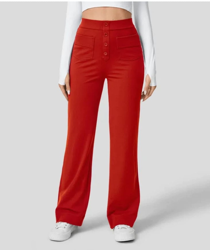 🔥49% DE DESCUENTO - 🔥- Pantalones casuales elásticos de cintura alta para mujer-ES