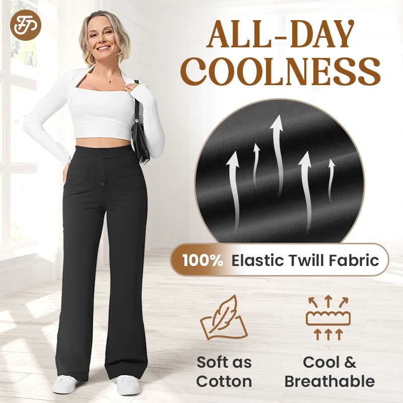 🔥49% DE DESCUENTO - 🔥- Pantalones casuales elásticos de cintura alta para mujer-ES