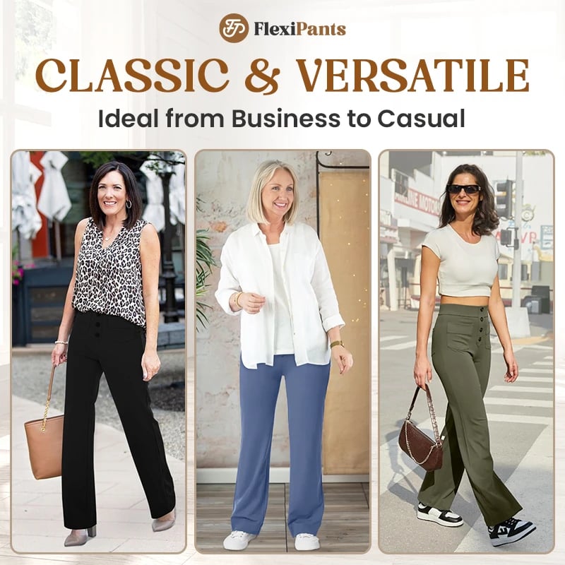 🔥49% DE DESCUENTO - 🔥- Pantalones casuales elásticos de cintura alta para mujer-ES