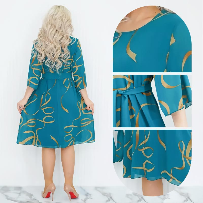 🌸Elegantiška laisva midi suknelė surakintomis rankovėmis-LT