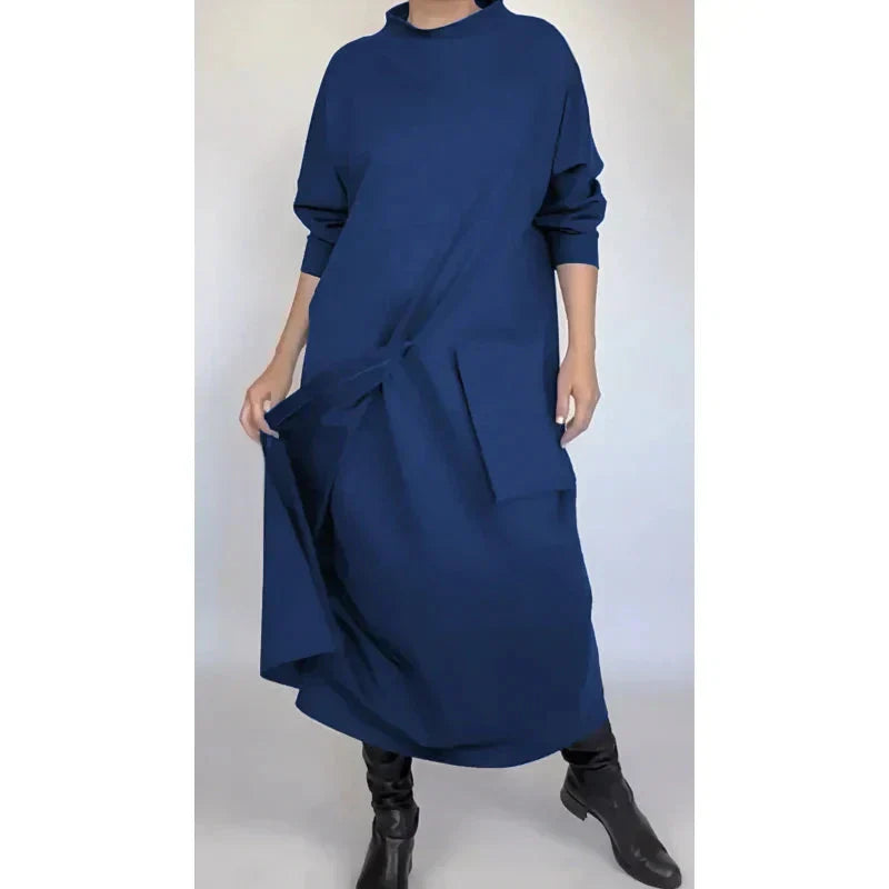 Ακανόνιστο χαλαρό casual patchwork maxi φόρεμα-GR