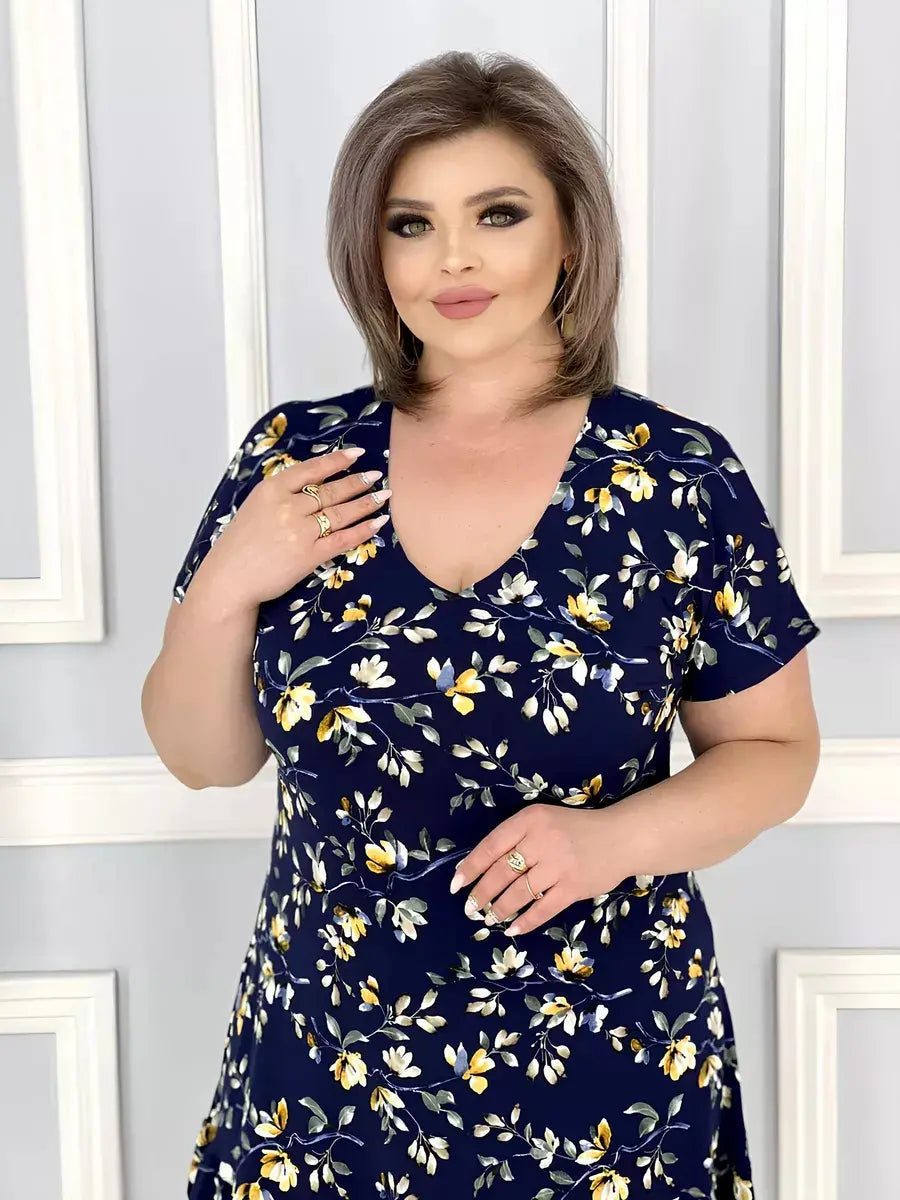 Nuevo vestido floral con escote en V-ES