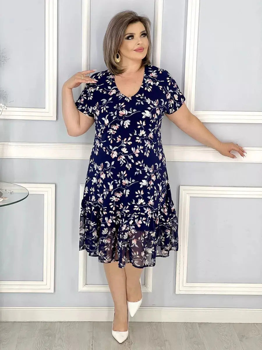 Nuevo vestido floral con escote en V-ES