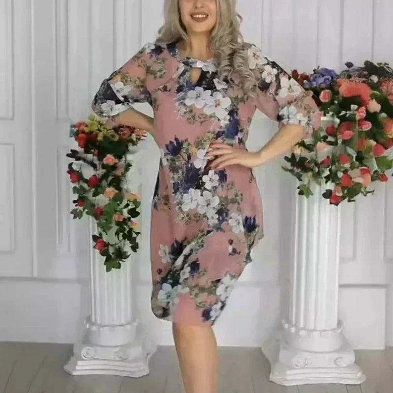 💝Dámske šaty po kolená s kvetinovou potlačou-SK