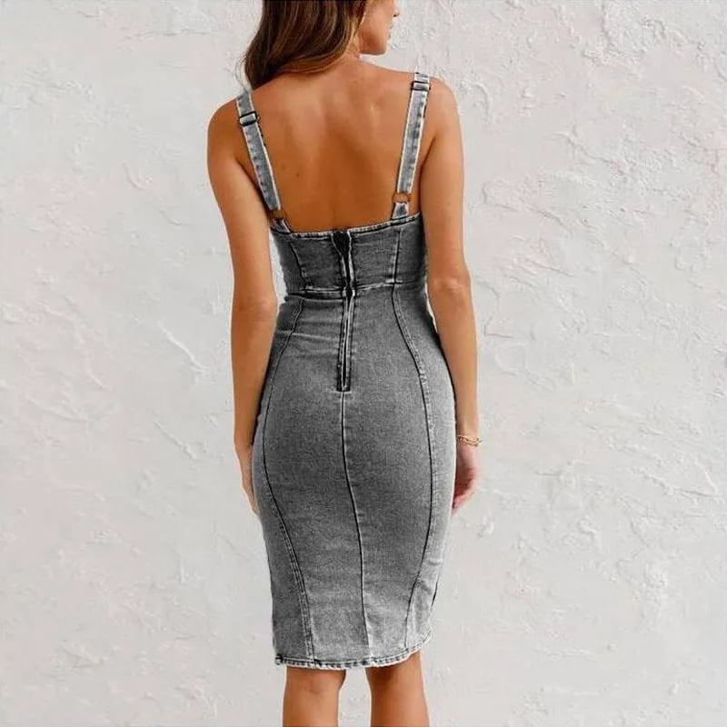 ¡Vestido vaquero con escote en V!-ES