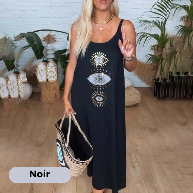 🔥Γυναικείο μακρυμάνικο φόρεμα με σχέδιο ματιών👗-GR