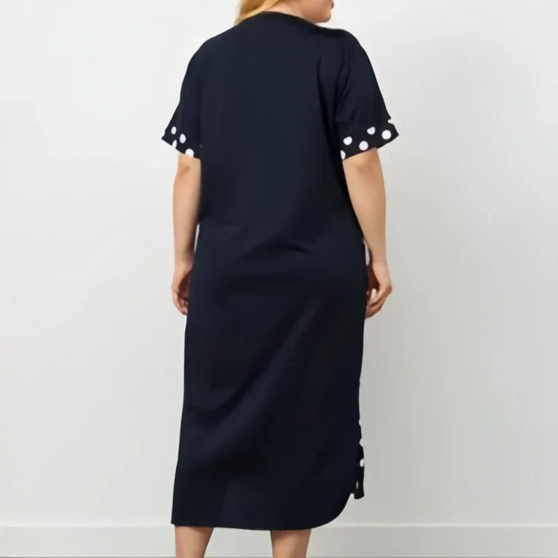 Vestidos sueltos de verano para mujer con mangas cortas y estampado en forma de A-ES