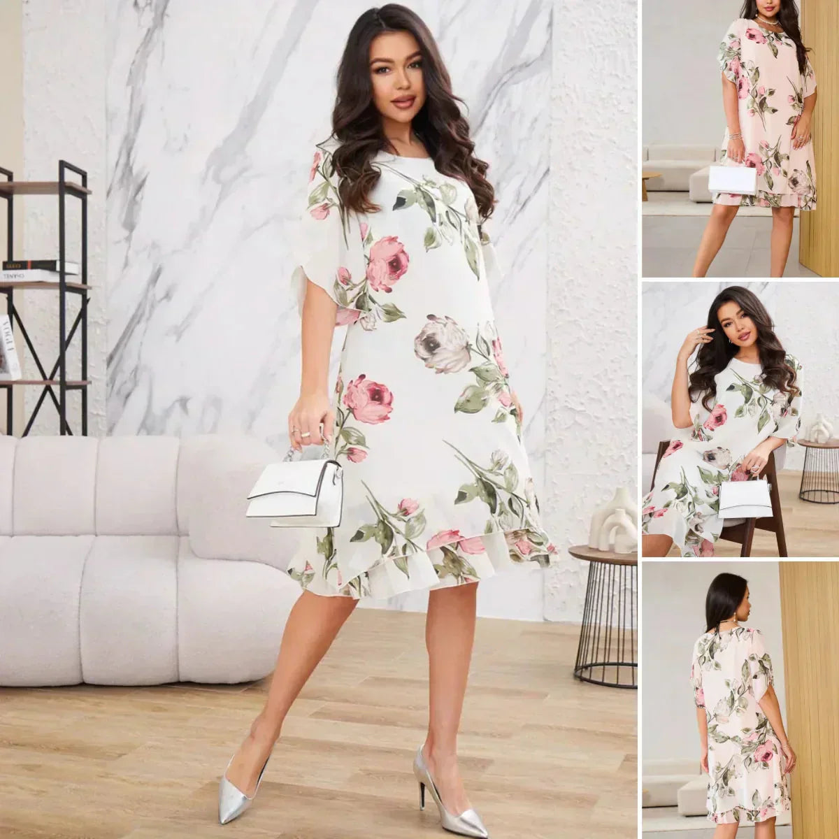 HOT 50% 👗 Šifónové šaty Blush Petal Glow-SK