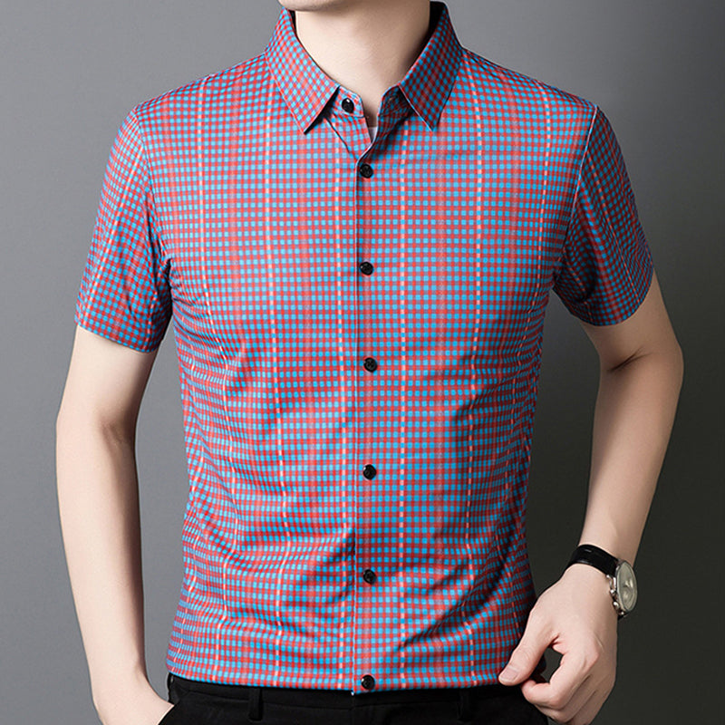 🔥Camisa de cuadros con botones de manga corta para hombre-ES