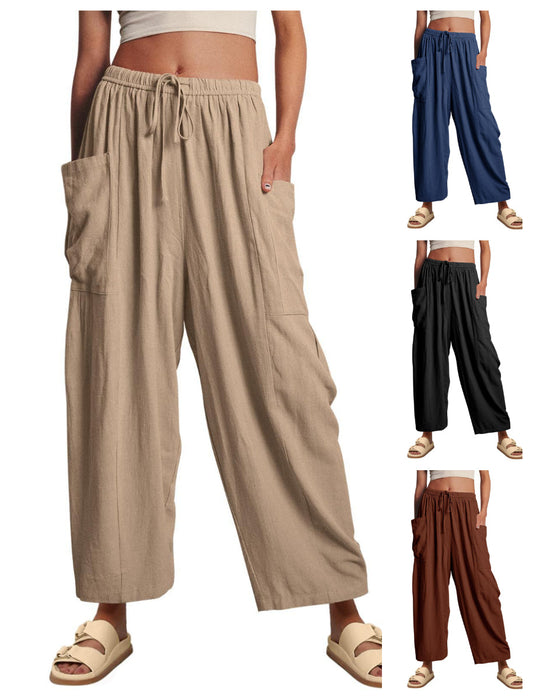 🍁Ελαφρύ βαμβακερό παντελόνι με ψηλή μέση-GR