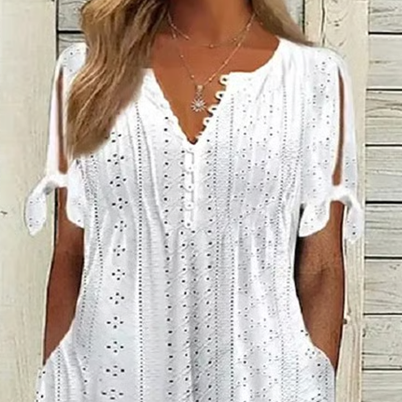 Elegante vestido de mujer con escote en V.-ES