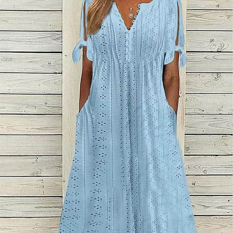 Elegante vestido de mujer con escote en V.-ES