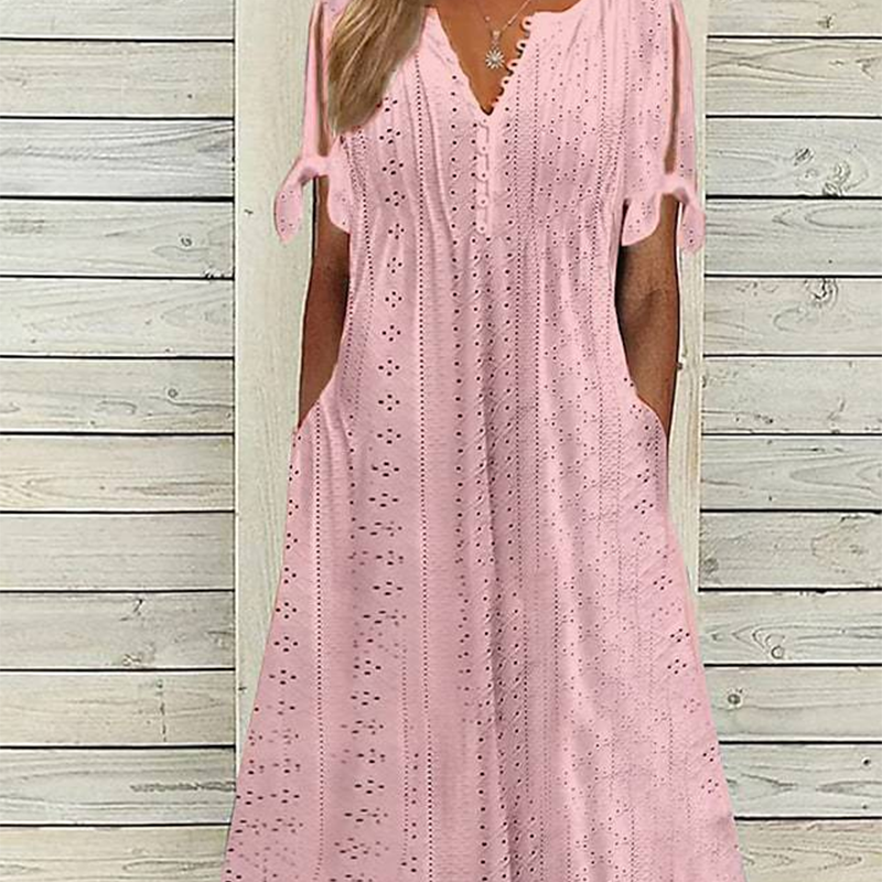 Elegante vestido de mujer con escote en V.-ES