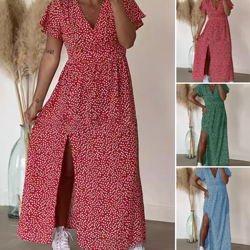Vestido largo sexy de mujer con aberturas laterales.-ES