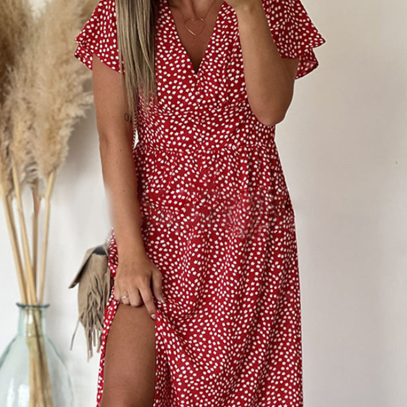 Vestido largo sexy de mujer con aberturas laterales.-ES