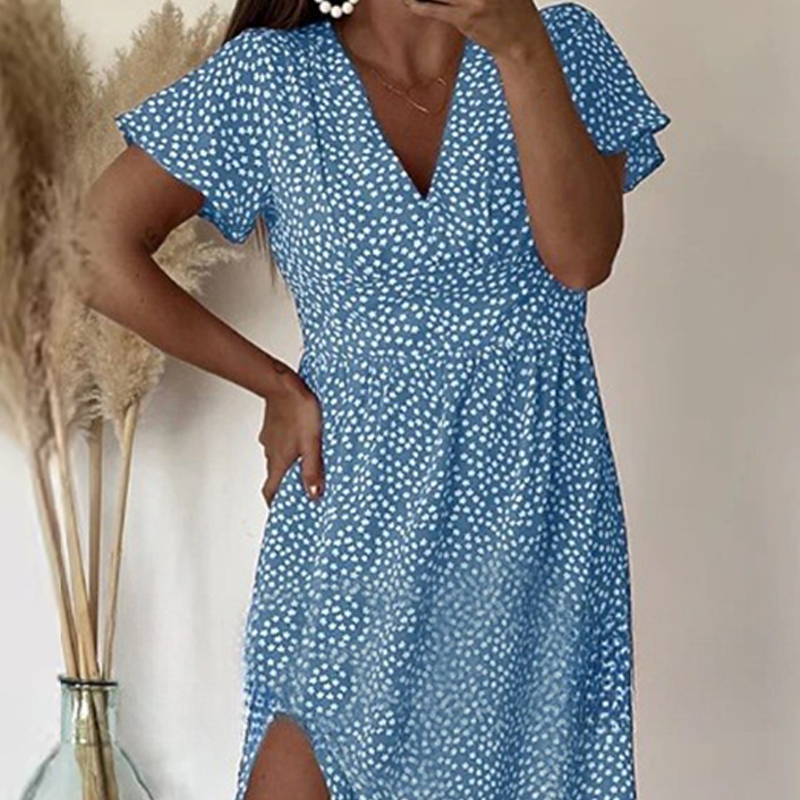Vestido largo sexy de mujer con aberturas laterales.-ES
