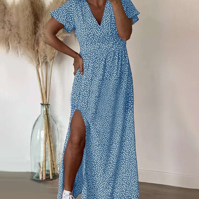 Vestido largo sexy de mujer con aberturas laterales.-ES