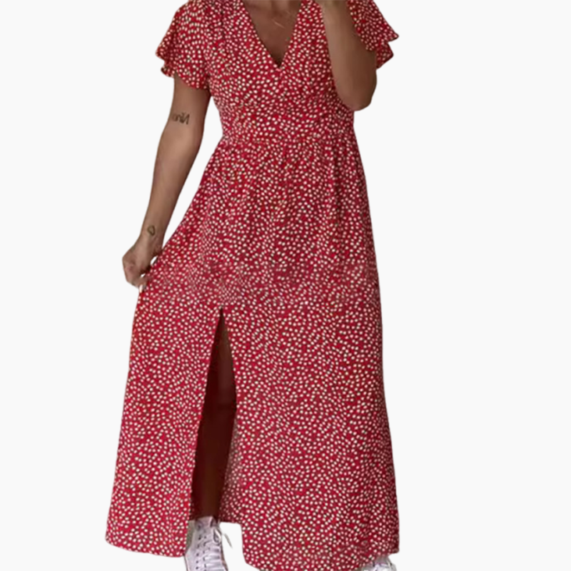 Vestido largo sexy de mujer con aberturas laterales.-ES