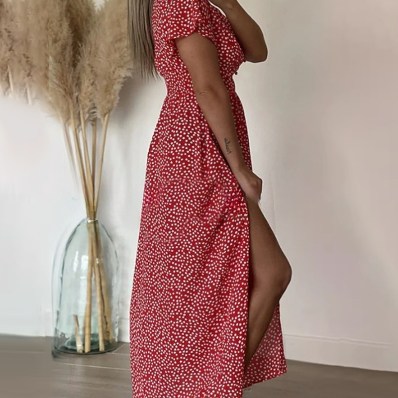Vestido largo sexy de mujer con aberturas laterales.-ES