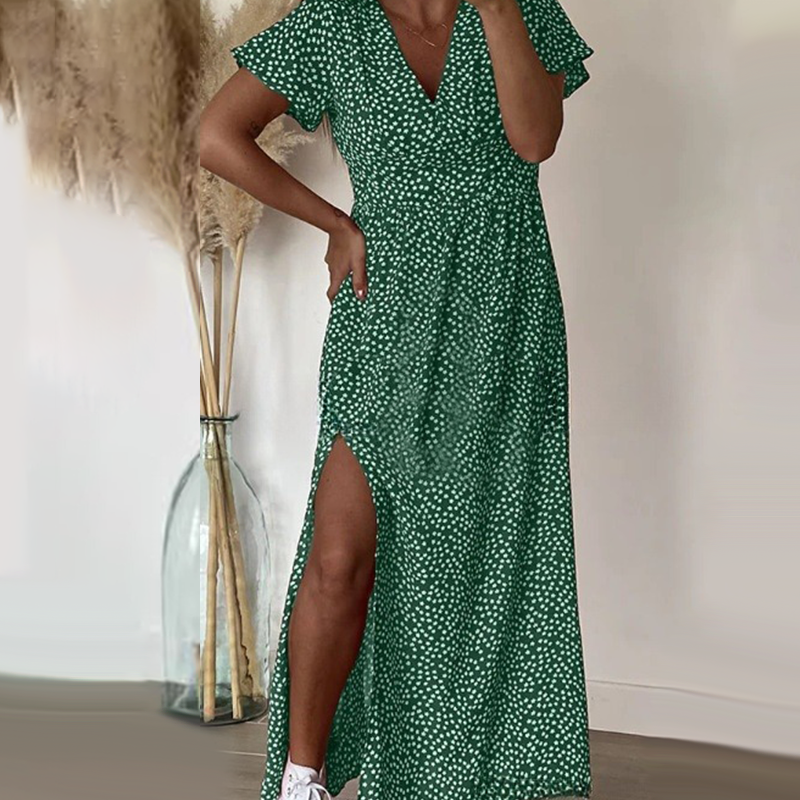 Vestido largo sexy de mujer con aberturas laterales.-ES