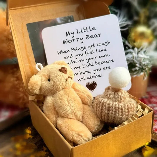 🔥🧸Mini osito de peluche hecho a mano en una caja-ES