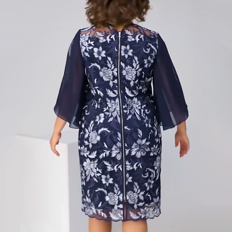 ✨Γυναικείο φόρεμα midi με φλοράλ print και mesh-GR