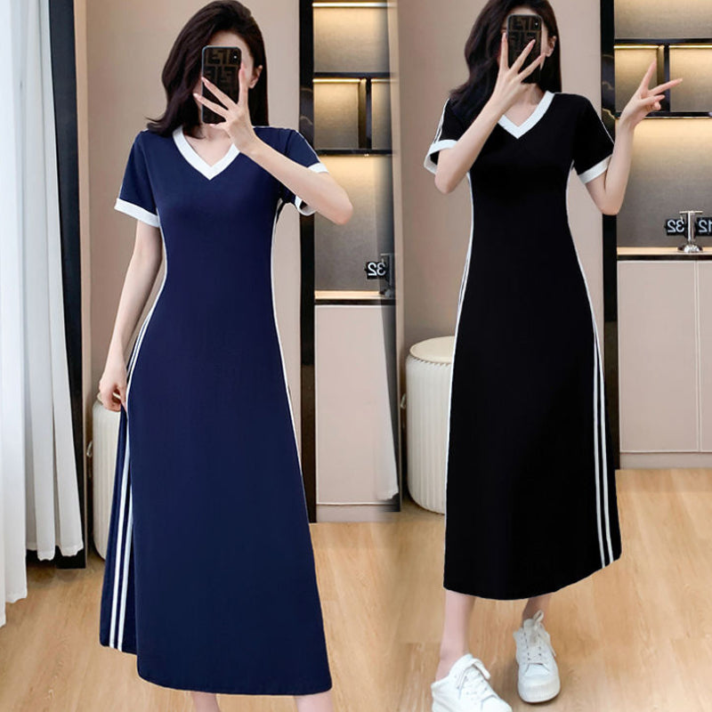 【M-4XL】👗Moteriška laisvalaikio ir paprasta suknelė V formos iškirpte-LT
