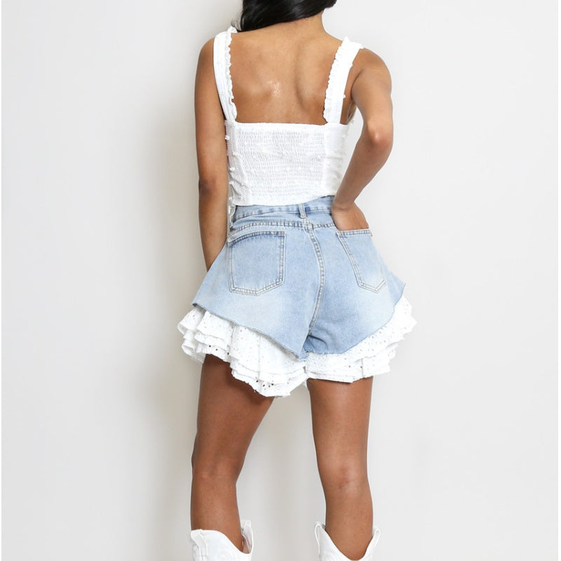 ✨Shorts vaqueros de verano con encaje para mujer-ES