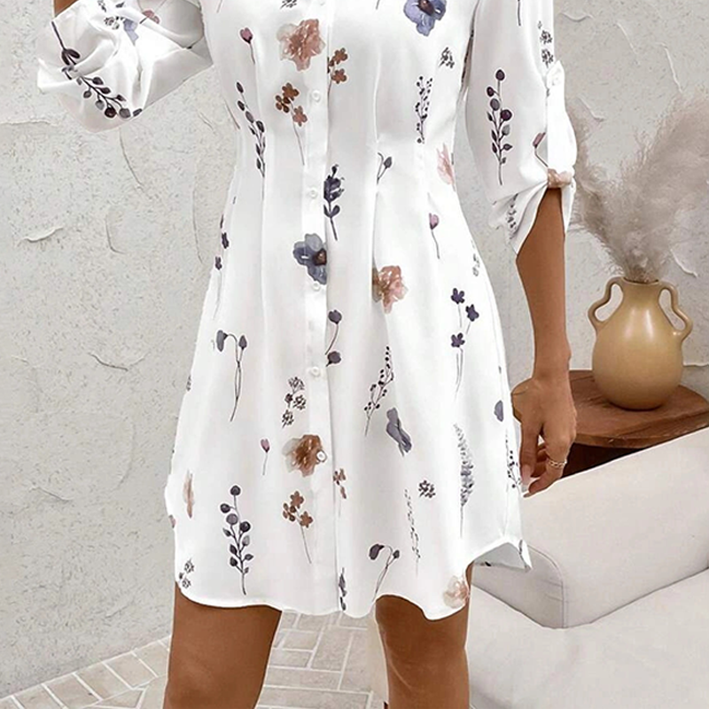 【S-XL】🌸Elegantna haljina A-kroja s cvjetnim printom i dugim rukavima-HR