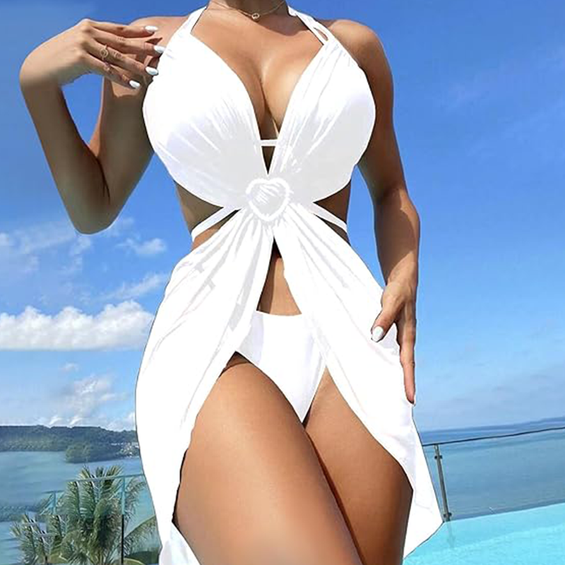 ✨Ogrlica s križem in krono👑👙Enobarvni komplet 3 bikinijev brez naramnic-SI