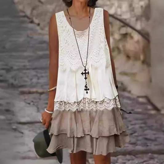 🔥Μοντέρνο γυναικείο φόρεμα χωρίς μανίκια με σχέδιο patchwork👗-GR