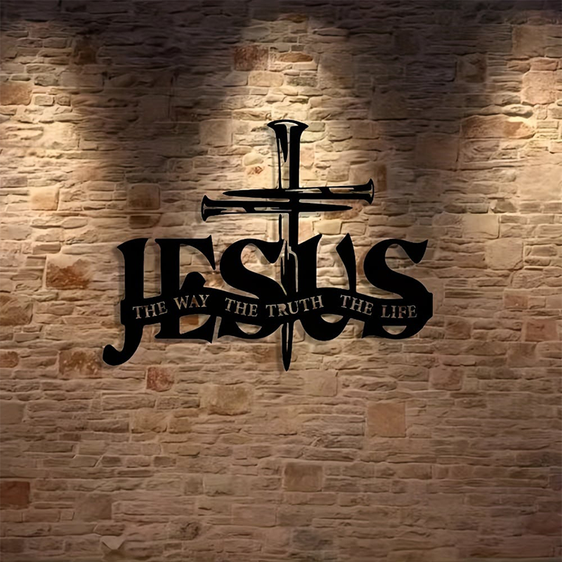 Cruz de Jesús Verdad Decoración de pared de metal-ES