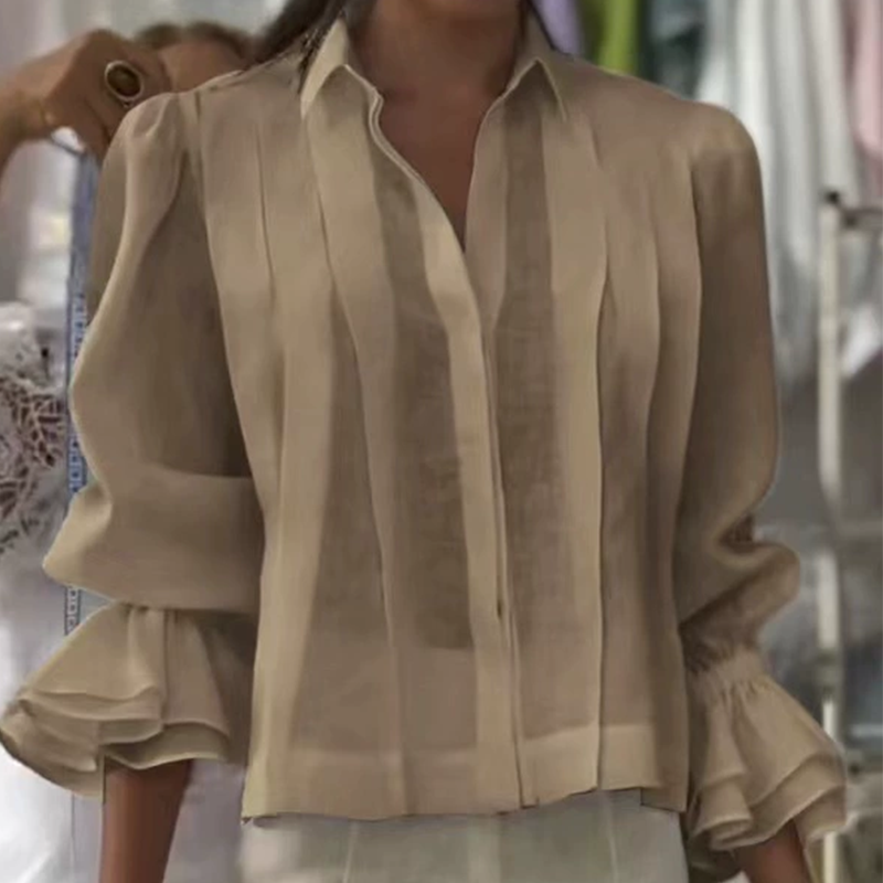 【S-3XL】✨🌼Elegantiški marškiniai su raukiniais ir klostuotu raštu-LT