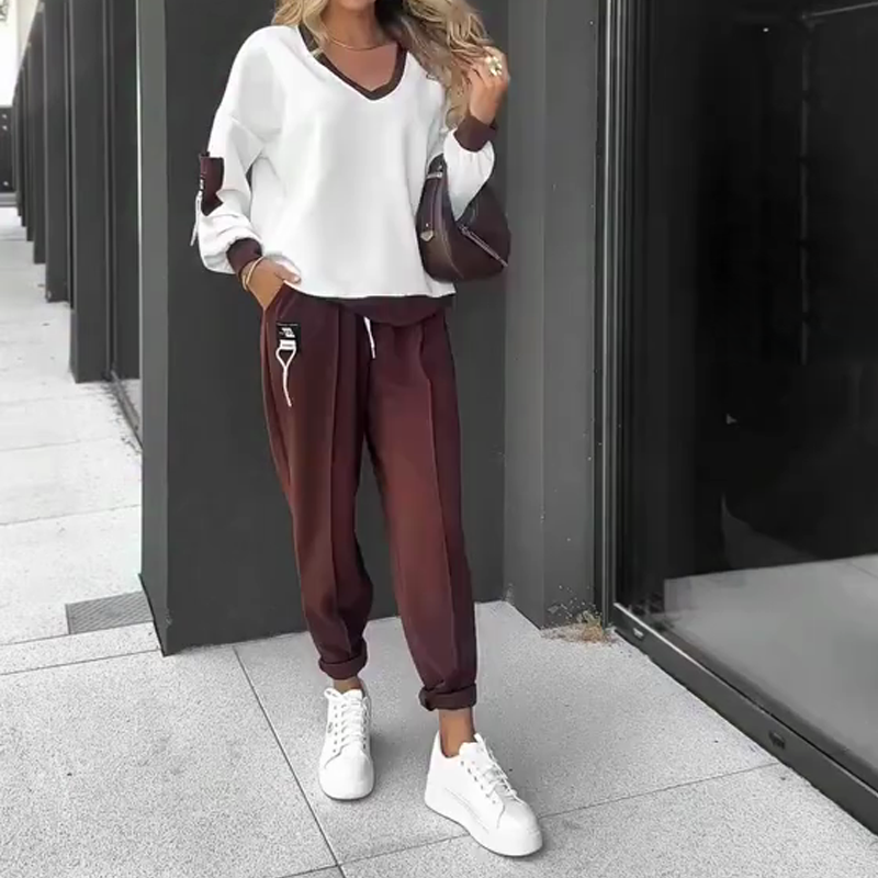 Conjunto de manga larga con bloques de color y pantalón deportivo-ES
