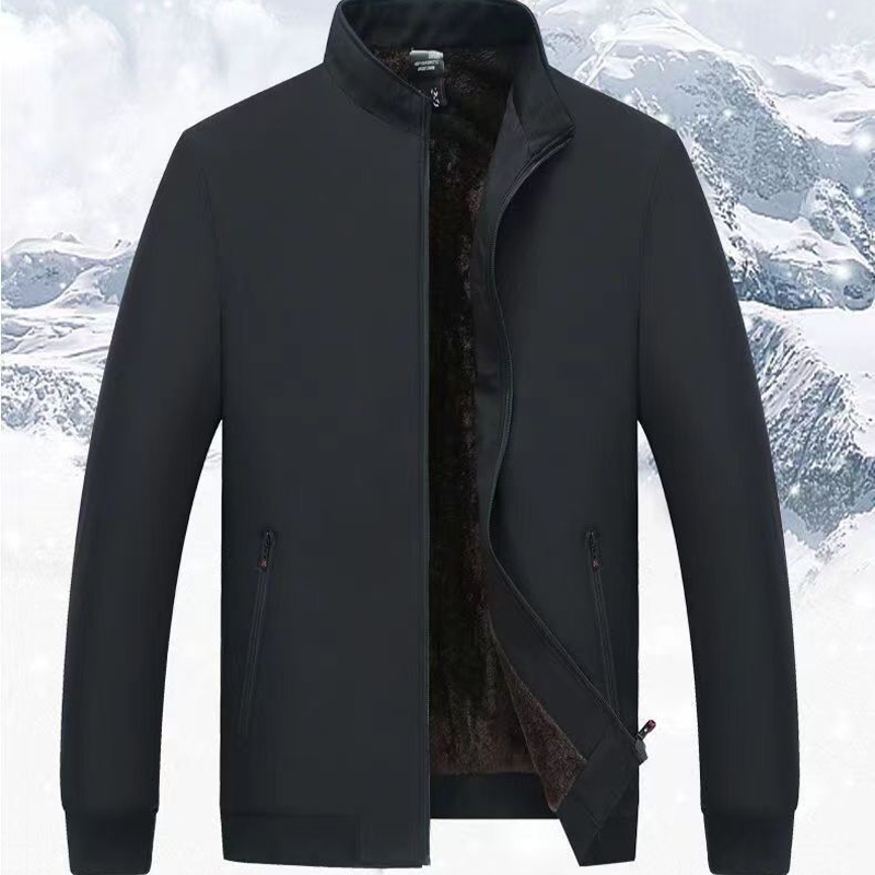 Chaqueta cálida con cremallera de color sólido para hombre: ¡sin arrugas, a prueba de viento, lluvia y nieve!--ES